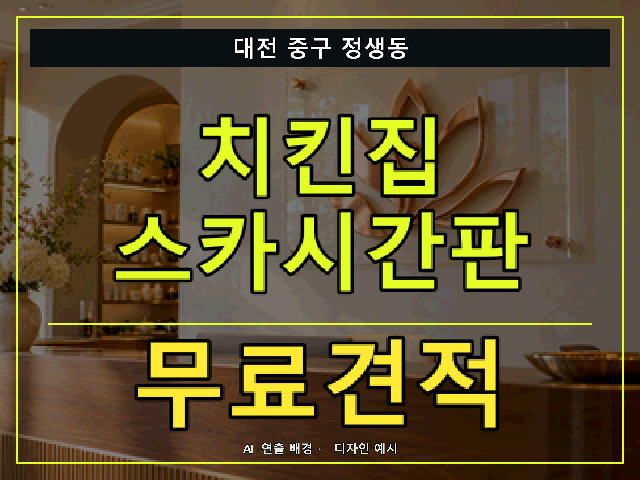 대전 중구 정생동 치킨집 스카시간판 무료견적 안내 썸네일 · AI 연출 배경