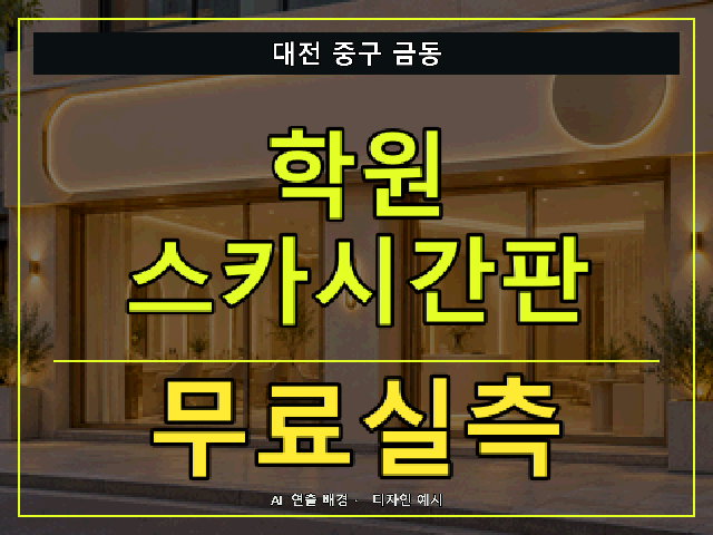 대전 중구 금동 학원 스카시간판 무료실측 안내 썸네일 · AI 연출 배경
