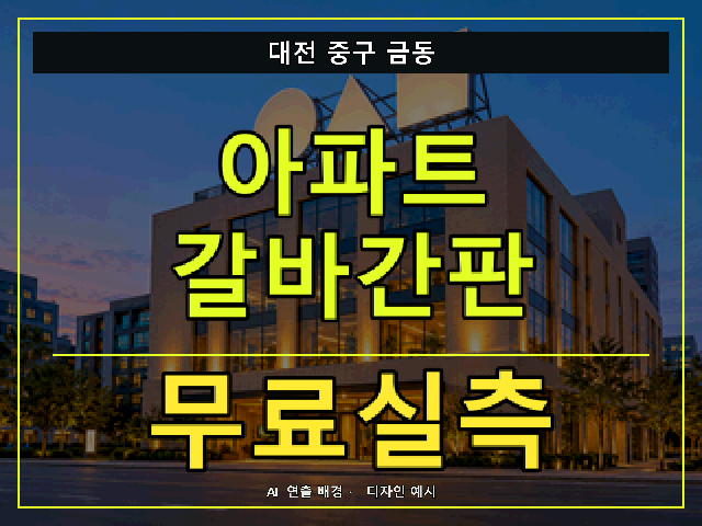 대전 중구 금동 아파트 갈바간판 무료실측 안내 썸네일 · AI 연출 배경