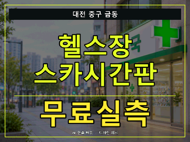대전 중구 금동 헬스장 스카시간판 무료실측 안내 썸네일 · AI 연출 배경