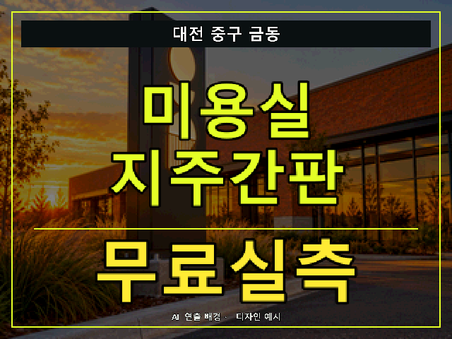 대전 중구 금동 미용실 지주간판 무료실측 안내 썸네일 · AI 연출 배경