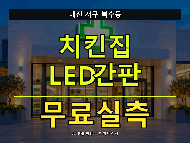 대전 서구 복수동 치킨집 LED간판 무료실측 안내 썸네일 · AI 연출 배경