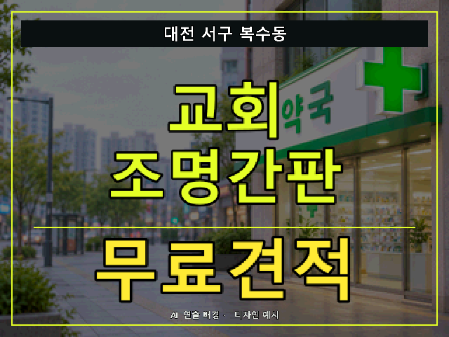 대전 서구 복수동 교회 조명간판 무료견적 안내 썸네일 · AI 연출 배경
