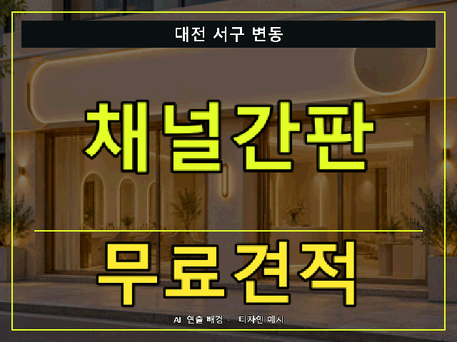 대전 서구 변동 채널간판 무료견적 안내 썸네일 · AI 연출 배경
