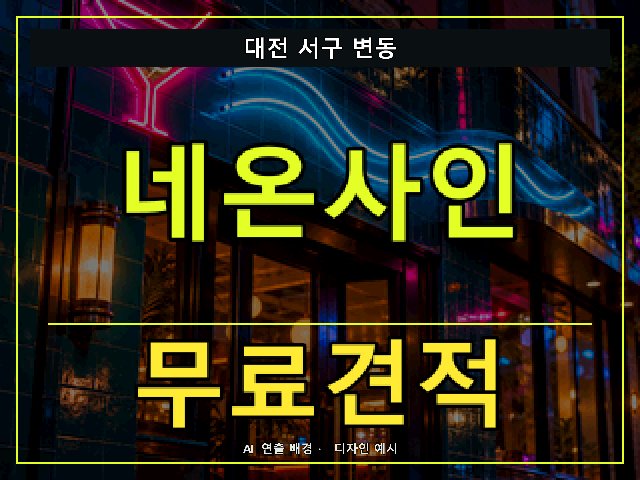대전 서구 변동 네온사인 무료견적 안내 썸네일 · AI 연출 배경