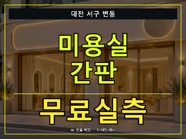 대전 서구 변동 미용실 간판 무료실측 안내 썸네일 · AI 연출 배경