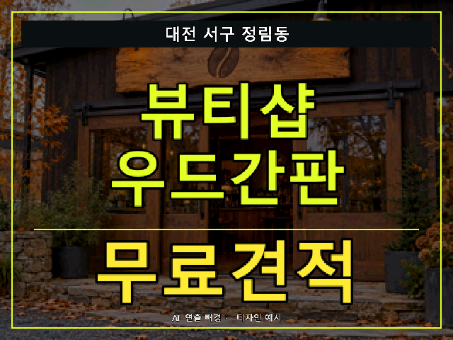 대전 서구 정림동 뷰티샵 우드간판 무료견적 안내 썸네일 · AI 연출 배경