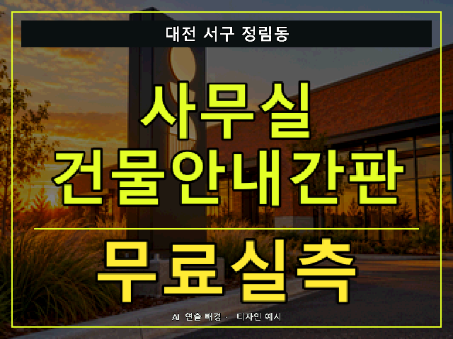 대전 서구 정림동 사무실 건물안내간판 무료실측 안내 썸네일 · AI 연출 배경