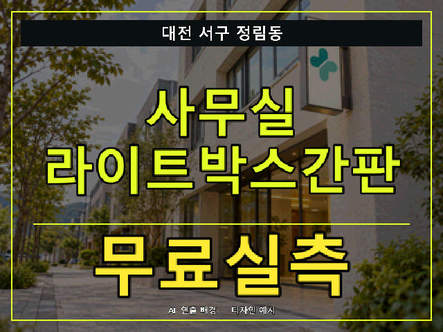 대전 서구 정림동 사무실 라이트박스간판 무료실측 안내 썸네일 · AI 연출 배경