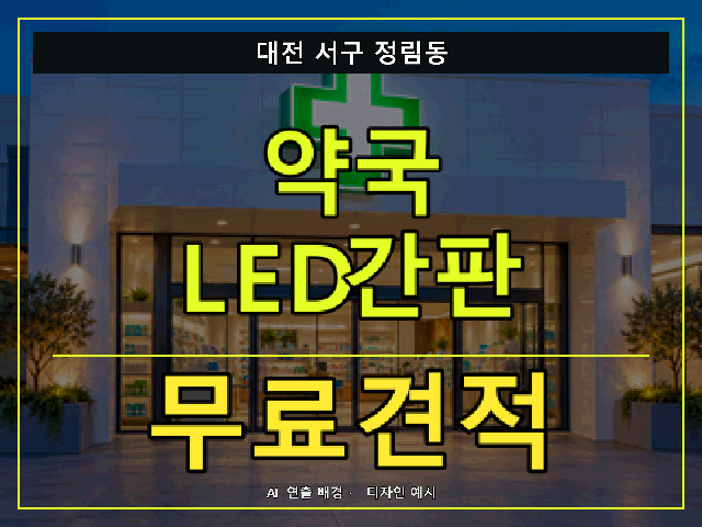 대전 서구 정림동 약국 LED간판 무료견적 안내 썸네일 · AI 연출 배경