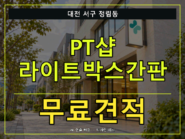 대전 서구 정림동 PT샵 라이트박스간판 무료견적 안내 썸네일 · AI 연출 배경