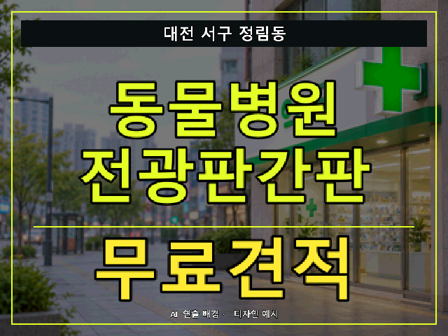 대전 서구 정림동 동물병원 전광판간판 무료견적 안내 썸네일 · AI 연출 배경