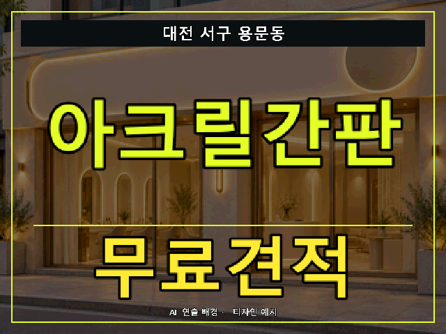 대전 서구 용문동 아크릴간판 무료견적 안내 썸네일 · AI 연출 배경