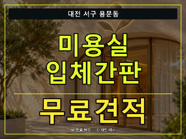대전 서구 용문동 미용실 입체간판 무료견적 안내 썸네일 · AI 연출 배경