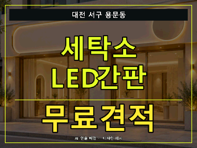 대전 서구 용문동 세탁소 LED간판 무료견적 안내 썸네일 · AI 연출 배경
