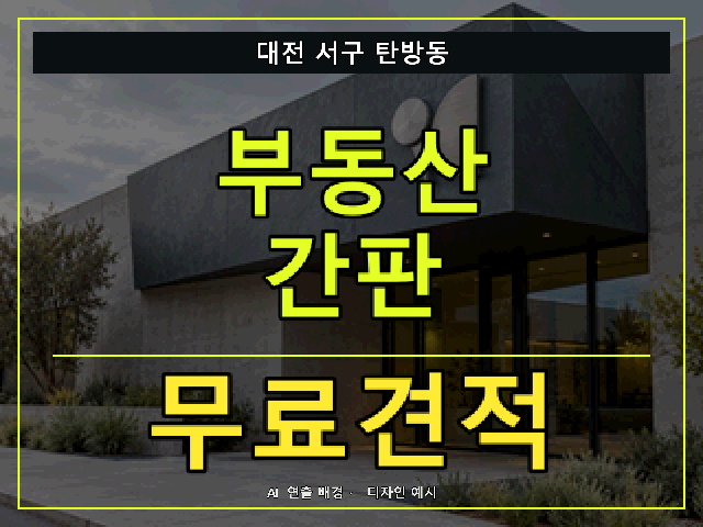 대전 서구 탄방동 부동산 간판 무료견적 안내 썸네일 · AI 연출 배경