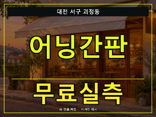 대전 서구 괴정동 어닝간판 무료실측 안내 썸네일 · AI 연출 배경