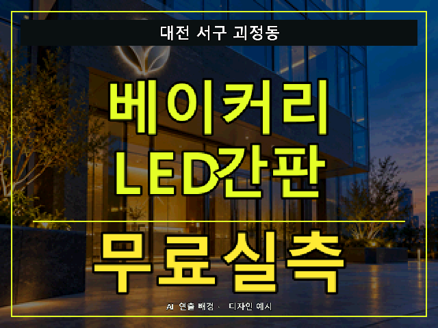 대전 서구 괴정동 베이커리 LED간판 무료실측 안내 썸네일 · AI 연출 배경