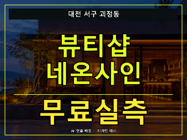 대전 서구 괴정동 뷰티샵 네온사인 무료실측 안내 썸네일 · AI 연출 배경