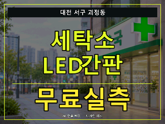 대전 서구 괴정동 세탁소 LED간판 무료실측 안내 썸네일 · AI 연출 배경