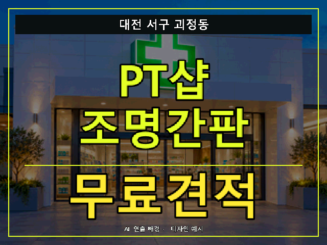 대전 서구 괴정동 PT샵 조명간판 무료견적 안내 썸네일 · AI 연출 배경
