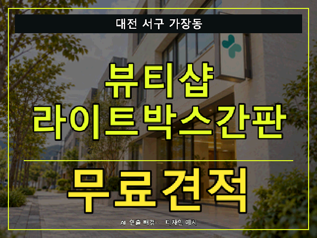 대전 서구 가장동 뷰티샵 라이트박스간판 무료견적 안내 썸네일 · AI 연출 배경