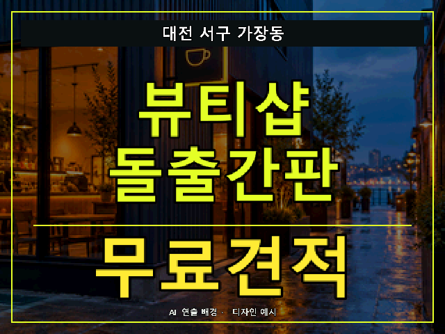 대전 서구 가장동 뷰티샵 돌출간판 무료견적 안내 썸네일 · AI 연출 배경