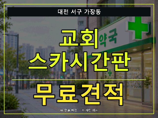 대전 서구 가장동 교회 스카시간판 무료견적 안내 썸네일 · AI 연출 배경