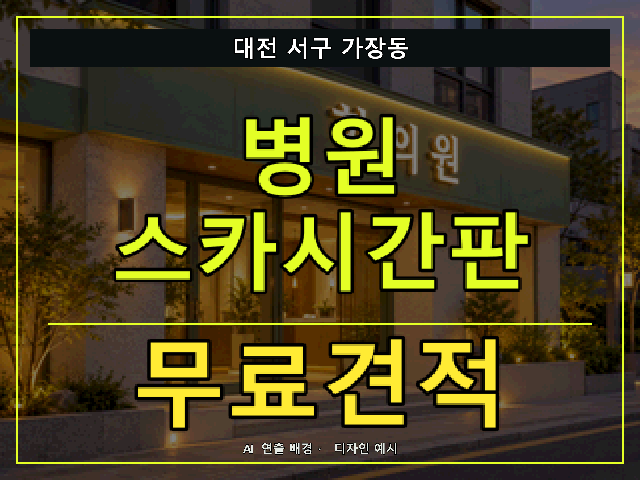 대전 서구 가장동 병원 스카시간판 무료견적 안내 썸네일 · AI 연출 배경