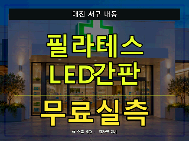 대전 서구 내동 필라테스 LED간판 무료실측 안내 썸네일 · AI 연출 배경