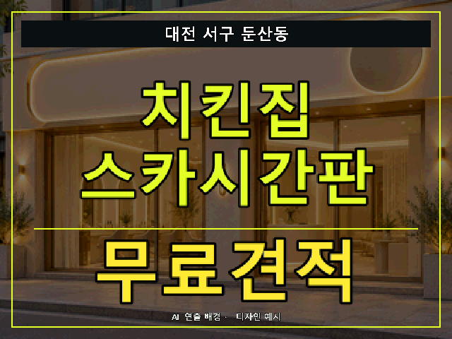 대전 서구 둔산동 치킨집 스카시간판 무료견적 안내 썸네일 · AI 연출 배경