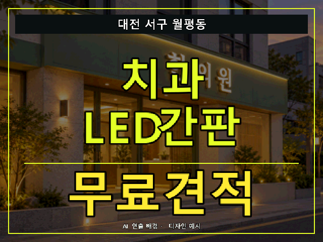 대전 서구 월평동 치과 LED간판 무료견적 안내 썸네일 · AI 연출 배경