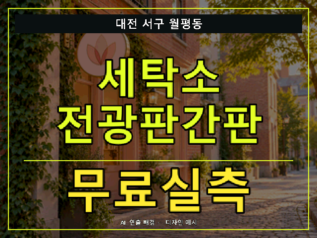 대전 서구 월평동 세탁소 전광판간판 무료실측 안내 썸네일 · AI 연출 배경