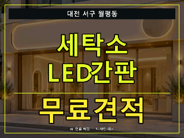 대전 서구 월평동 세탁소 LED간판 무료견적 안내 썸네일 · AI 연출 배경