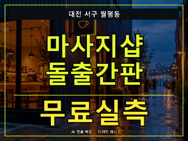 대전 서구 월평동 마사지샵 돌출간판 무료실측 안내 썸네일 · AI 연출 배경