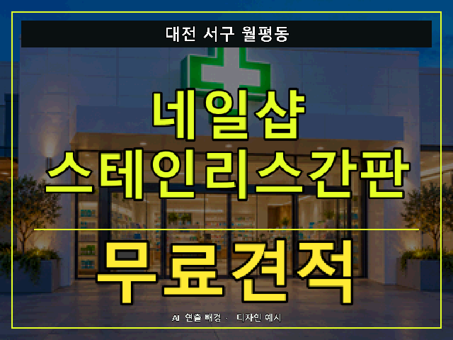 대전 서구 월평동 네일샵 스테인리스간판 무료견적 안내 썸네일 · AI 연출 배경