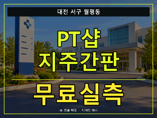 대전 서구 월평동 PT샵 지주간판 무료실측 안내 썸네일 · AI 연출 배경