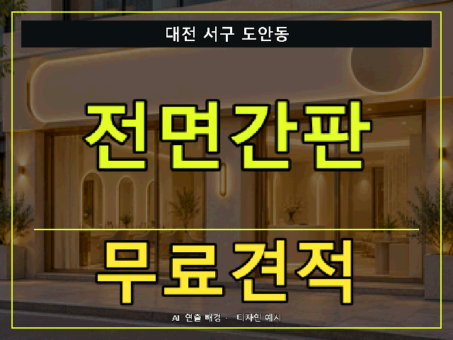 대전 서구 도안동 전면간판 무료견적 안내 썸네일 · AI 연출 배경