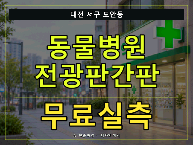 대전 서구 도안동 동물병원 전광판간판 무료실측 안내 썸네일 · AI 연출 배경