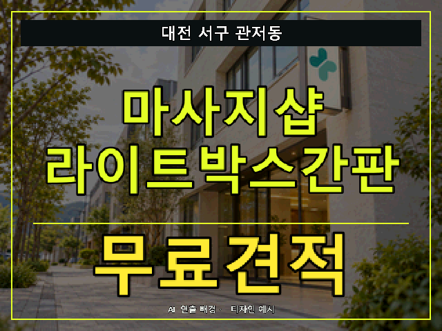 대전 서구 관저동 마사지샵 라이트박스간판 무료견적 안내 썸네일 · AI 연출 배경