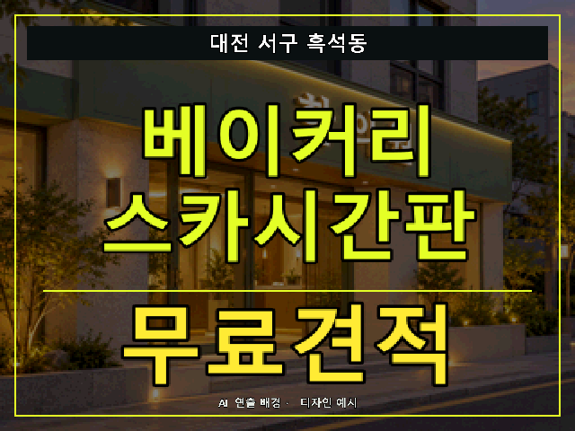 대전 서구 흑석동 베이커리 스카시간판 무료견적 안내 썸네일 · AI 연출 배경