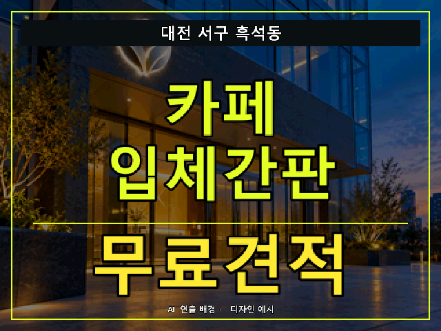 대전 서구 흑석동 카페 입체간판 무료견적 안내 썸네일 · AI 연출 배경