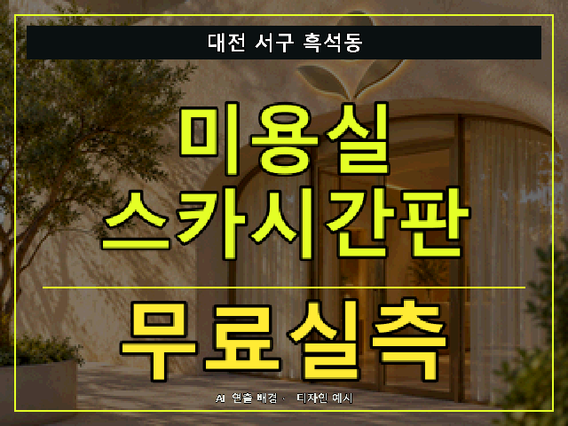 대전 서구 흑석동 미용실 스카시간판 무료실측 안내 썸네일 · AI 연출 배경