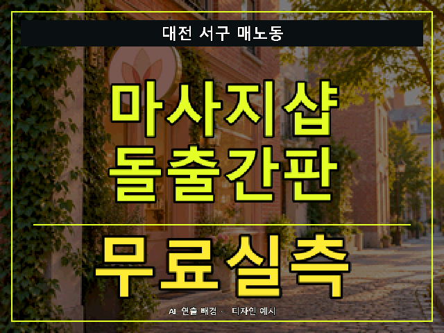 대전 서구 매노동 마사지샵 돌출간판 무료실측 안내 썸네일 · AI 연출 배경