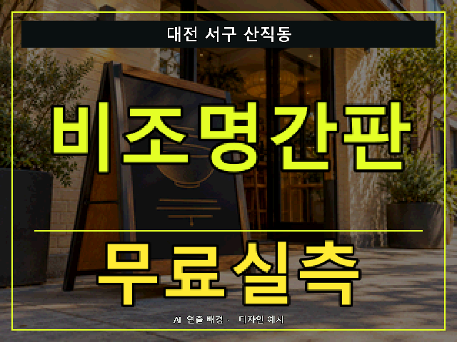 대전 서구 산직동 비조명간판 무료실측 안내 썸네일 · AI 연출 배경