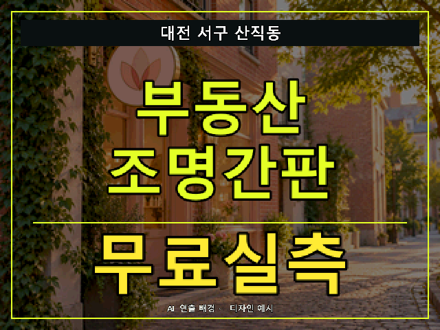대전 서구 산직동 부동산 조명간판 무료실측 안내 썸네일 · AI 연출 배경