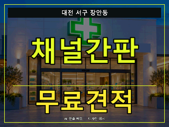 대전 서구 장안동 채널간판 무료견적 안내 썸네일 · AI 연출 배경
