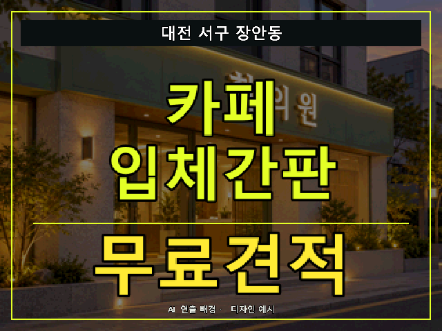 대전 서구 장안동 카페 입체간판 무료견적 안내 썸네일 · AI 연출 배경