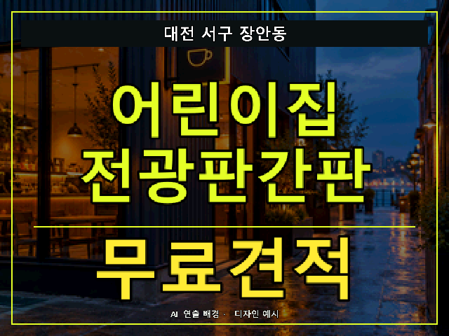 대전 서구 장안동 어린이집 전광판간판 무료견적 안내 썸네일 · AI 연출 배경