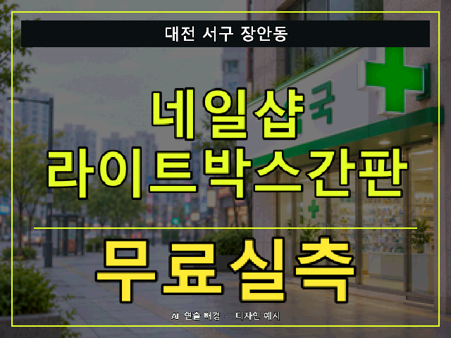 대전 서구 장안동 네일샵 라이트박스간판 무료실측 안내 썸네일 · AI 연출 배경